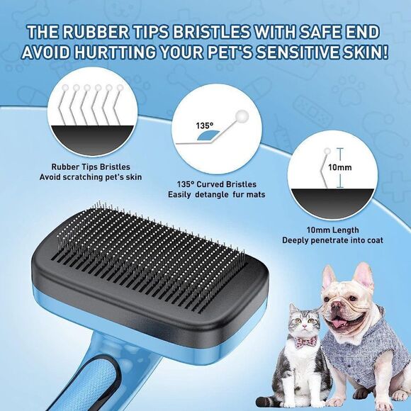Dog Cat Grooming Brush for Pet, Self Cleaning Slicker Retractable Brush - Picture 2 of 5
